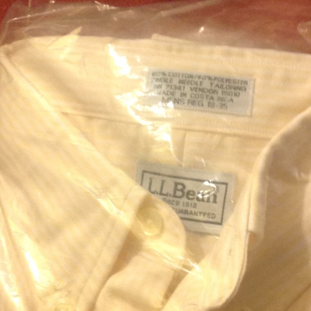 L.L. BEAN YELLOW AND WHITE STRIPED SHIRT  18-35